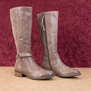 Born Women Braydon Dark Brown Distress Leather Farm Riding Knee Boots sz 7.5